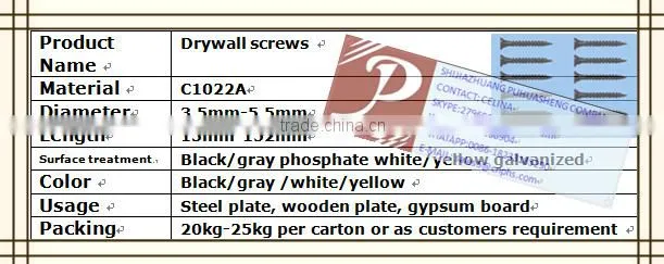 Black drywall screws for gypsum board