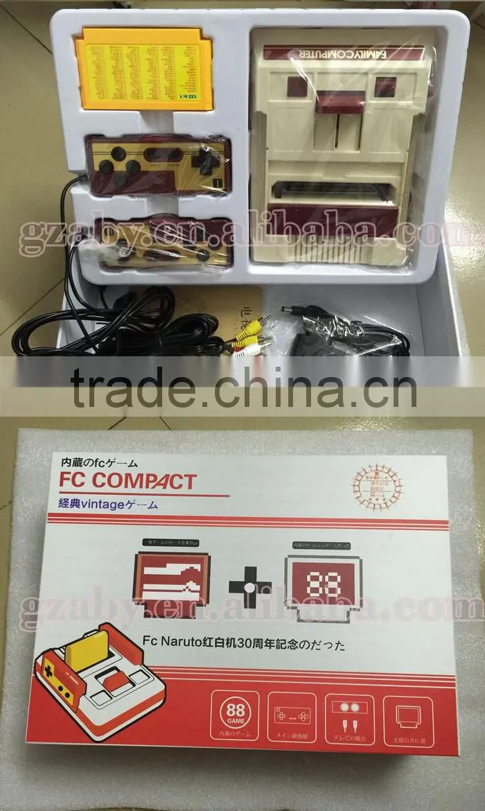 CoolBady Video Game Console FC Red White Classic Family tv Game machine Consoles Yellow cartridge