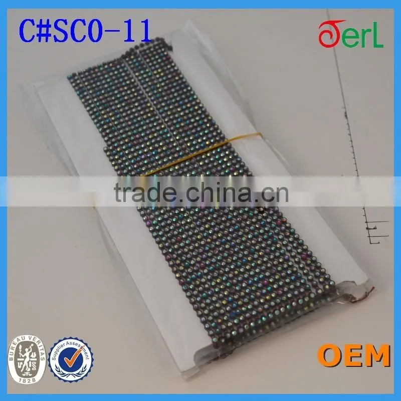 Rhinestone Banding Trim Single Row 10 Yards Ss8, Colorful Rhinestone Plastic Banding