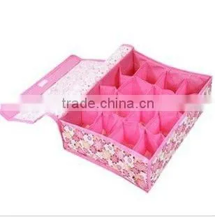 Non-woven fabric storage box, 16 grids soft cover storage box, pink color storage box