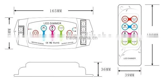 BC-310RF 2 channel CT dimmer for led strip 12v 24v color temperature led strip controller