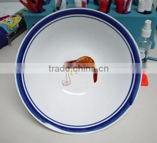 Linyi Factory porcelain soup plate with animal design and red edge , porcelain cock plate