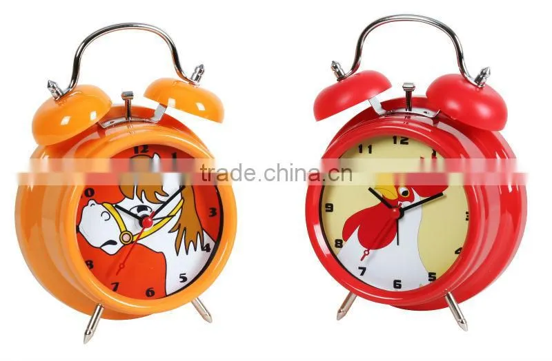 2014 new design cute twin bell table clock with home decoration