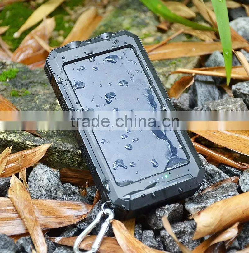 CE FCC ROHS certificated solar charger power bank 10000mah waterproof IP68