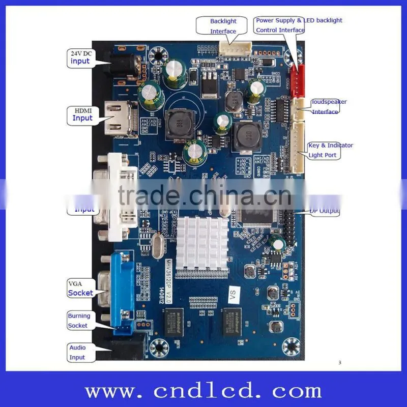 DVI HDMI VGA to LVDS 2K LCD Monitor Display Board with PIP PBP POP Function