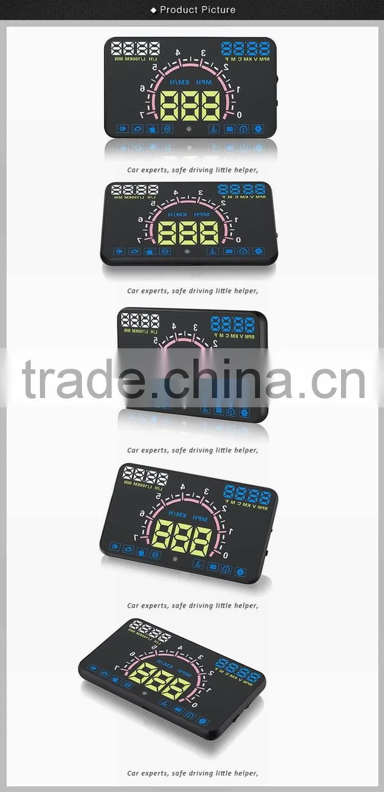 5.8 inch Car HUD Head Up Display System OBD II Speed Monitor ,hud speed display XY-HUDE350