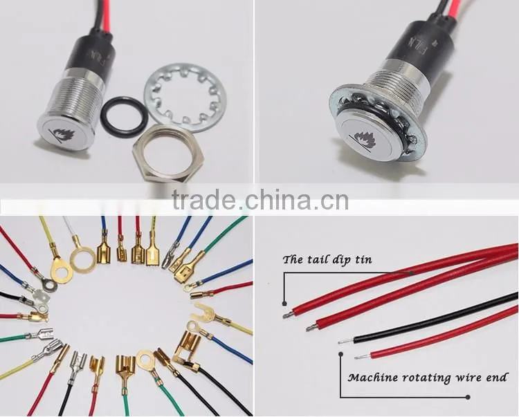 metal 14mm single led light IP67 12v 24v indicator lamp with oil symbol for car