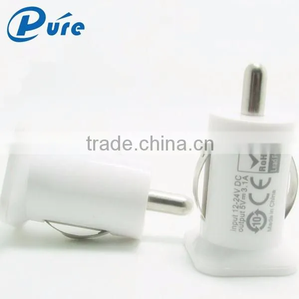 Factory price mini ABS material 2.1A output 2 port mobile car charger usb phone charger with CE FCC ROHS