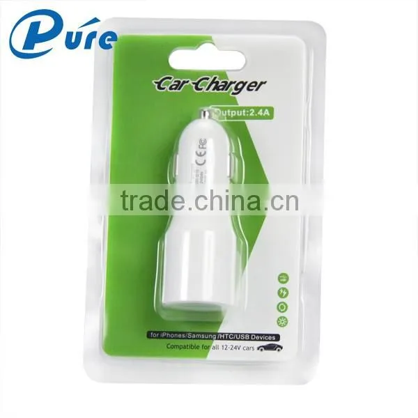 Universal Car Charger 4.8A with intelligent recognition dual usb port car charger for smartphones