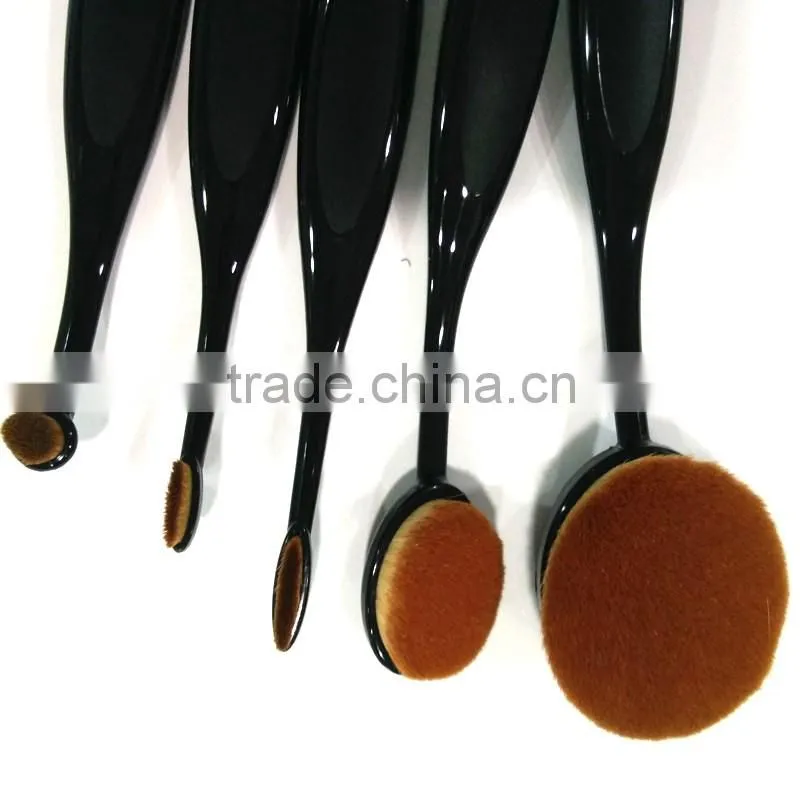 5 pcs Tooth Brush Shape Oval Makeup Brush Set Private Label MULTIPURPOSE Professional Foundation Powder Brush Kit with Bag