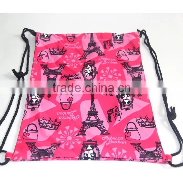 good quality custom pattern polyester drawstring bag, bag drawstring,cheap custom drawstring bags