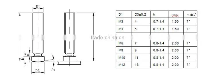 long cycle external thread arc welded stud ISO13918 for welding machine