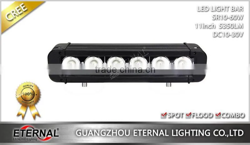 60W 11" single row high power truck trailer heavy duty machinery equipments outdoor powersports led light bar