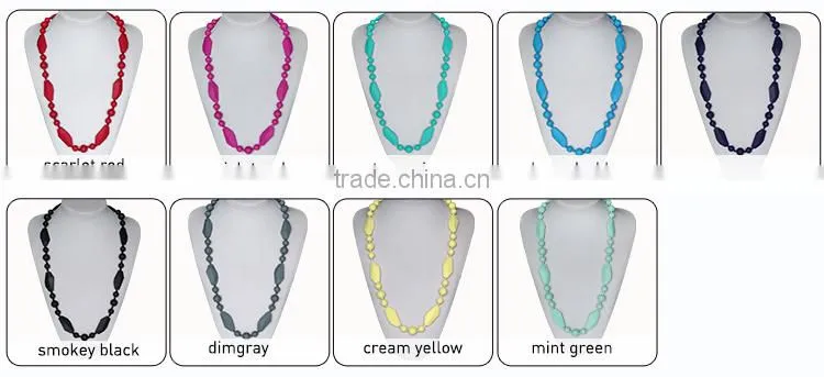 China BPA Free jewellery Silicone Baby Teething Necklaces