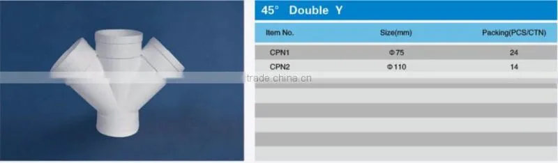 PVC Drainage Pipe Fittings 45 Double Y