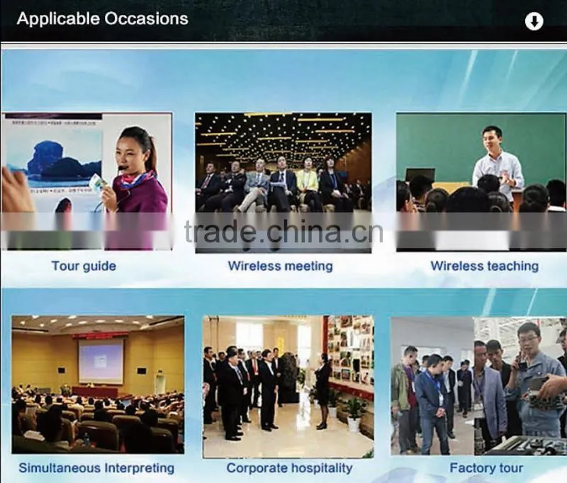 YUMO two presenter / one way / one or tow transmitters wireless tour guide system assisted listening systems
