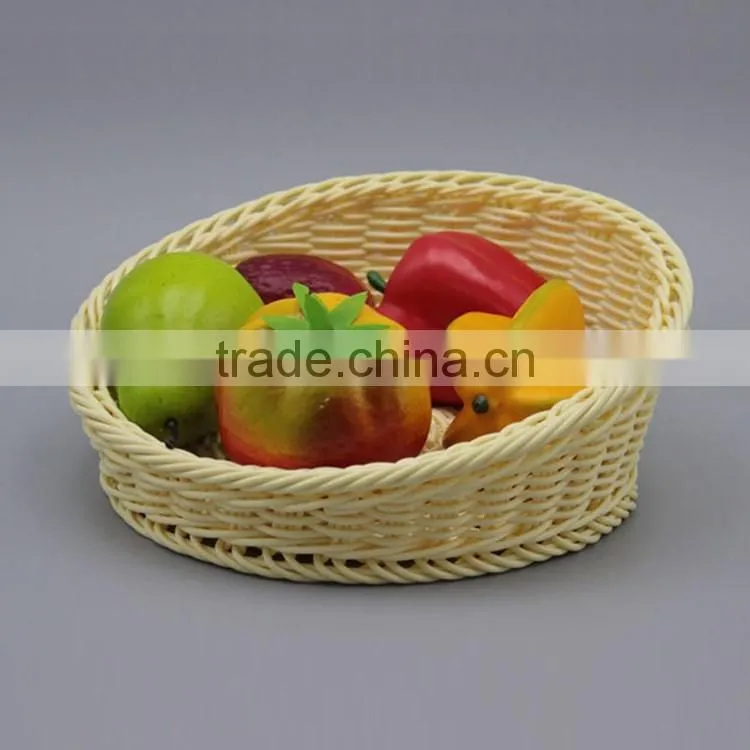 Cusotm size oblique mouth design 100% hand woven fruit vegetable plastic wicker basket
