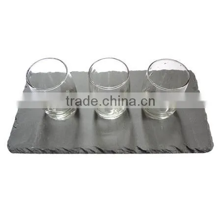 elegant black slate coaster with goblet