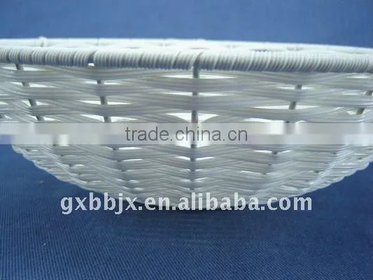 Black/White plastic rope woven and iron frame storage caddy tray