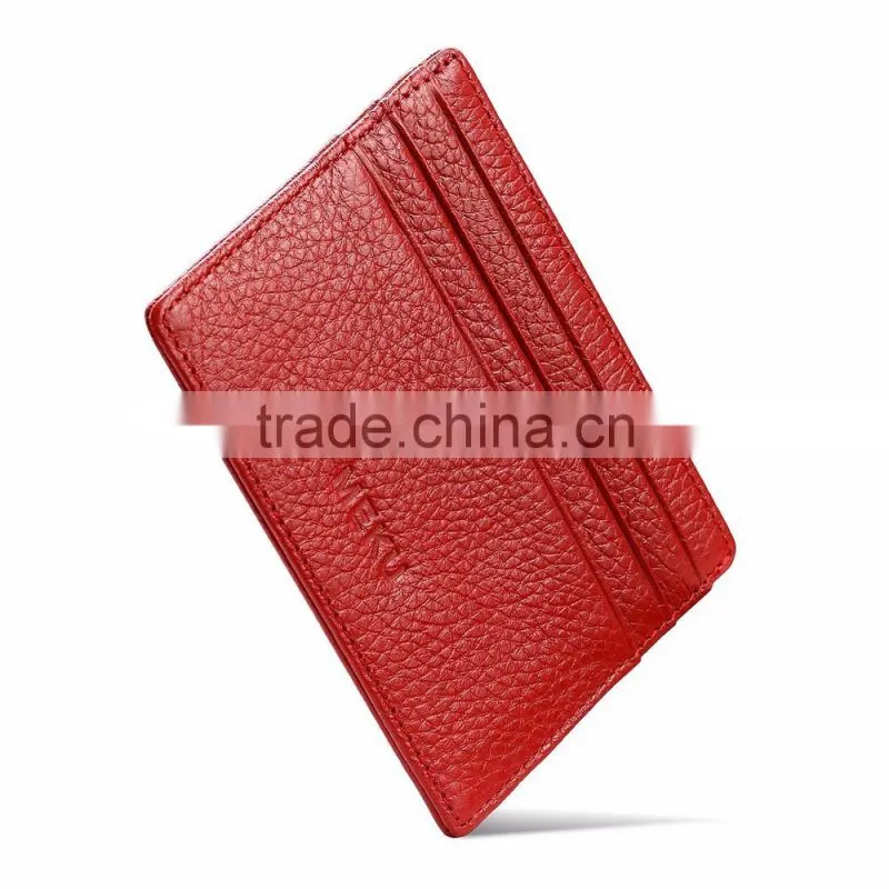 Utral Slim genuine Leather Wallet Credit Card Case Sleeve Card Holder With ID Window