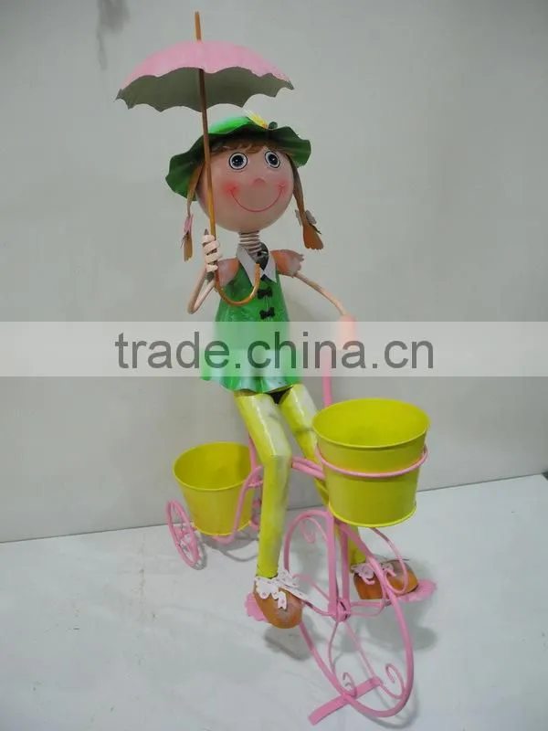 New fashion garden girl with bicycle for decoration