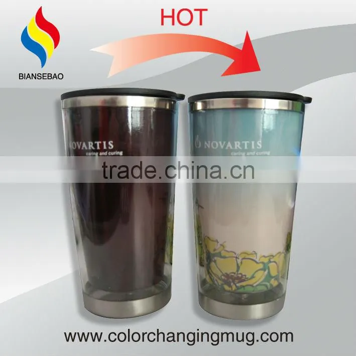 Stainless Steel Travel Double Wall Magic Mug Hot Color Changing