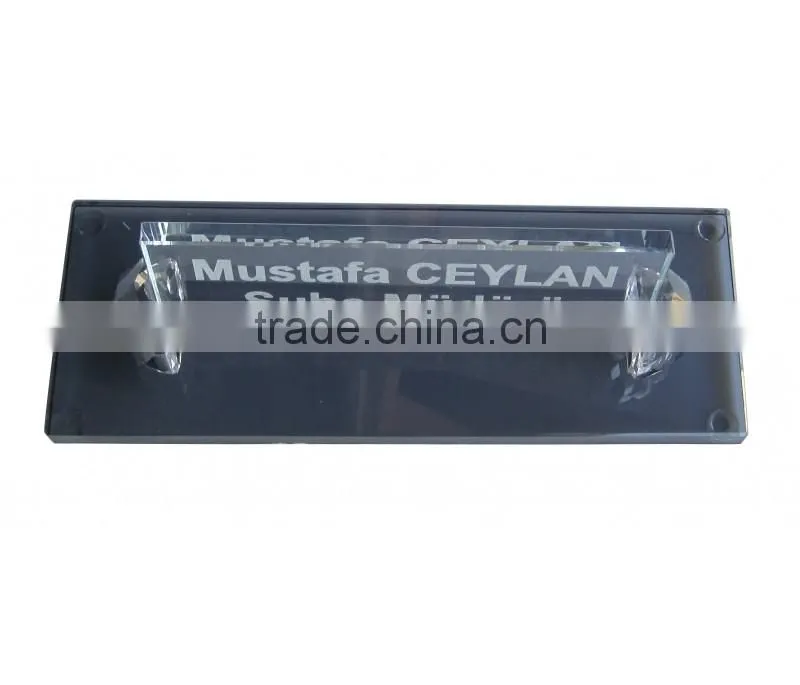 Crystal Desktop Simple Card Holder With White or Black Base