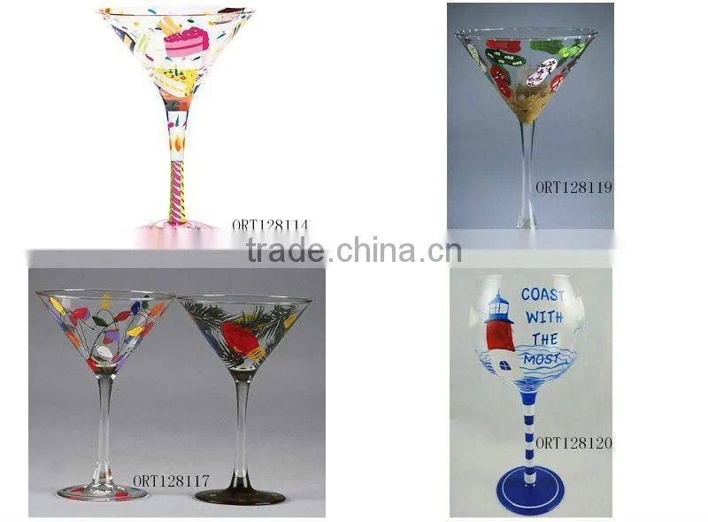 christmas gift hand painted wine glass