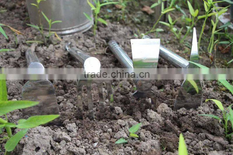 high grade Stainless Steel double use small garden hoe and rake