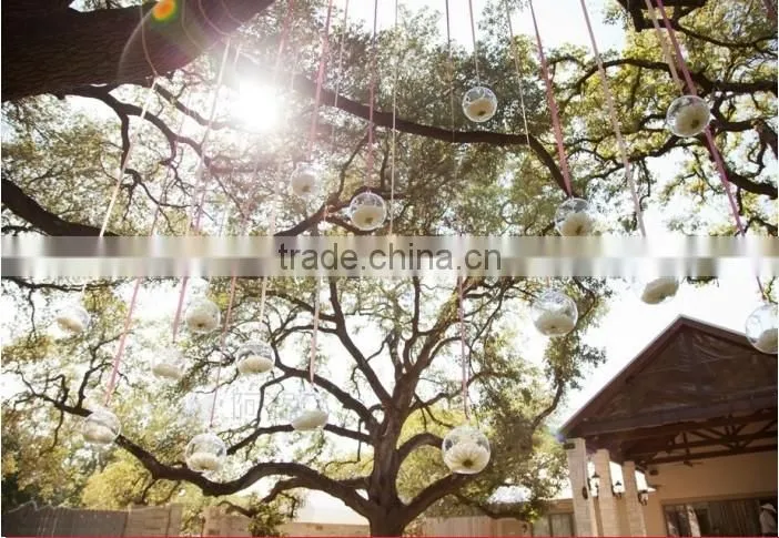 Modern Hanging Clear Round Crystal Glass Vase Flower Balls Terrarium Vases For Wedding Decoration Dia 8 cm