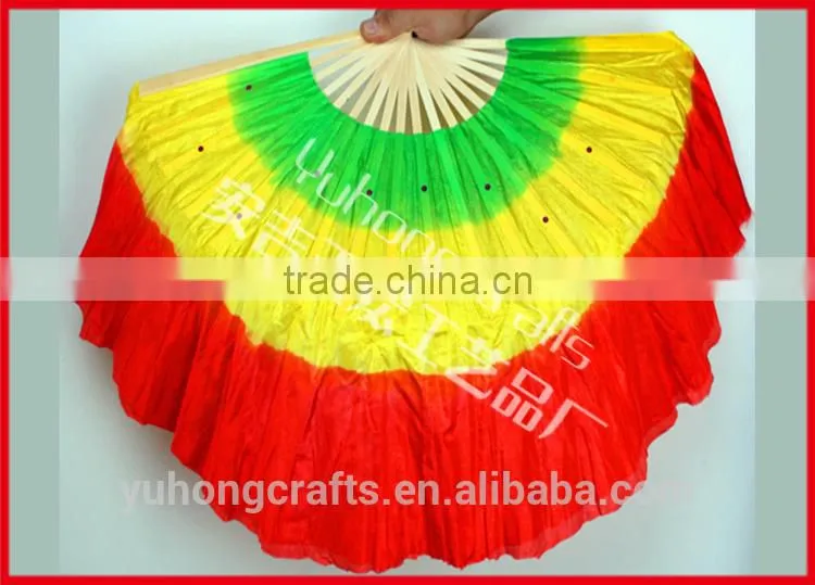 Beautiful Chinese silk belly fan with 3 colors
