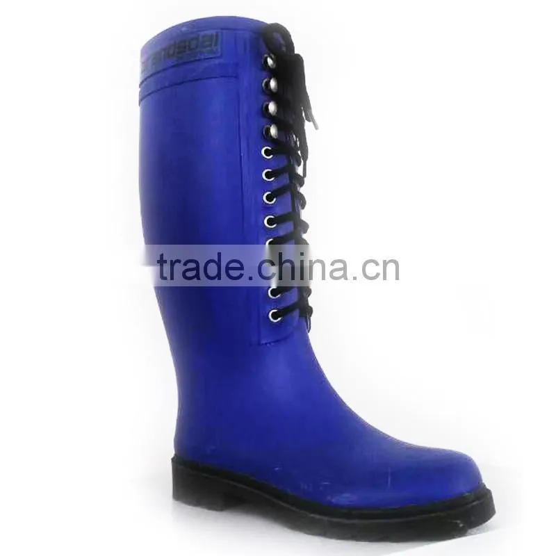 woman rubber rain boots with lace up