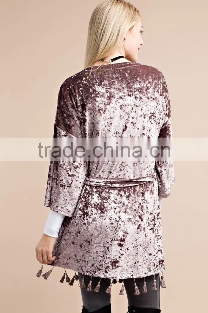 Fashion Party Wear 2017 New Arrivals Style Trendy Blouses Ladies Short Cardigan Super Soft Solid Velvet Clothing Wholesale