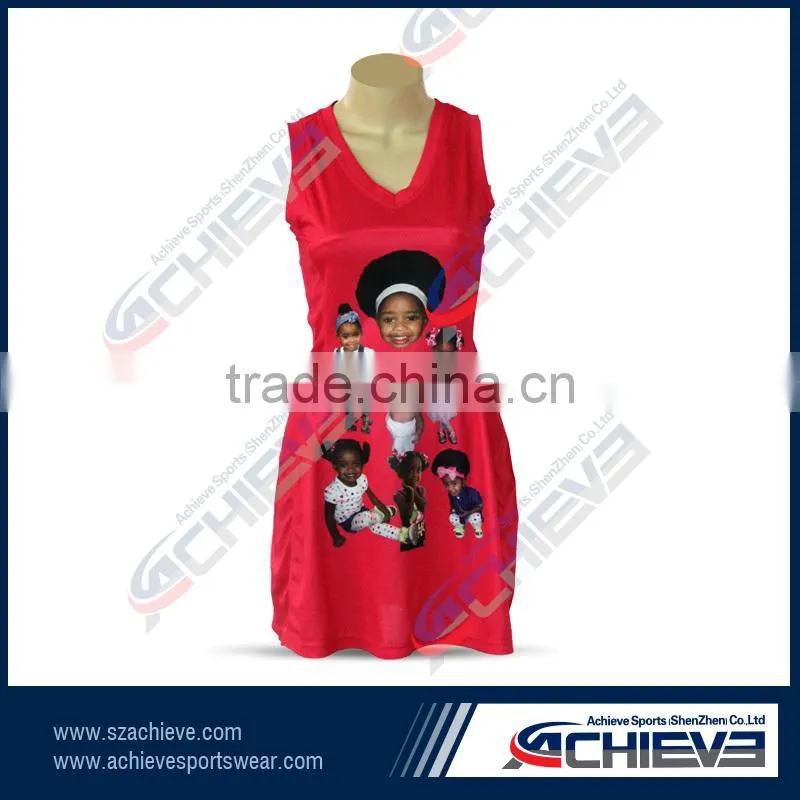 Custom lycra sublimation sexey netball dress for ladies