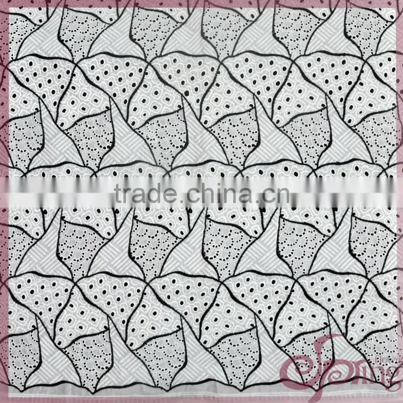 Fashion geometric hollow out cotton lace embroidery fabric for dress