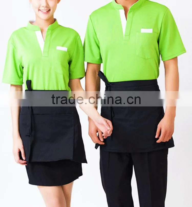 2016 new design OEM hotel restaurant unisex short sleeve staff uniform