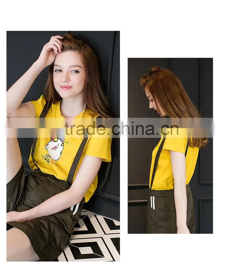 Custom Cotton Printing T shirts Cartoon White O-neck T shirt Women