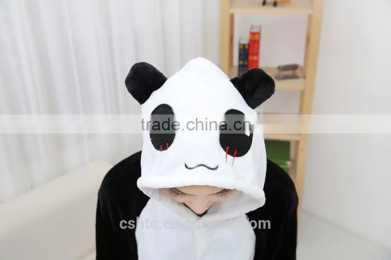 flannel cartoon adult animal jumpsuit animal pajamas jumpsuit panda design