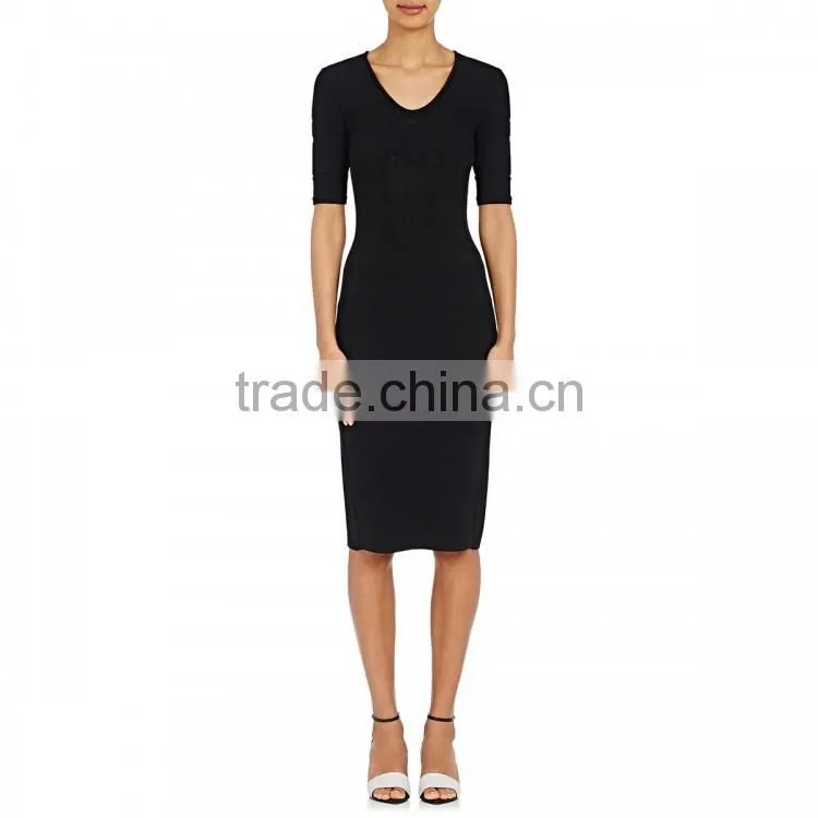 Tailor Made V-neck Elbow-length Sleeves Ladies Formal Dress