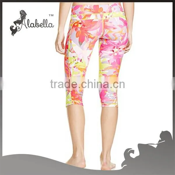 High quality all over sublimation printed yoga works capri pants yoga leggings for women