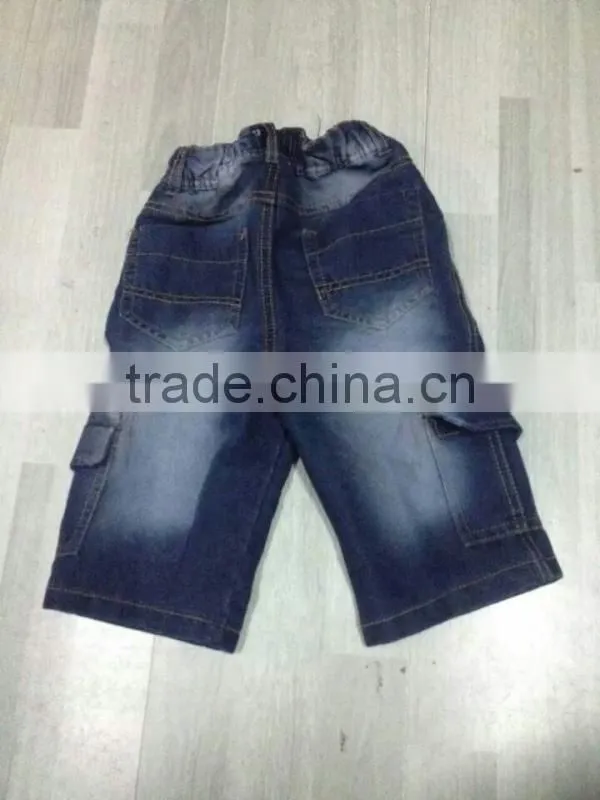 Stock lots clothing kid's casual new desgin cheap denim shorts