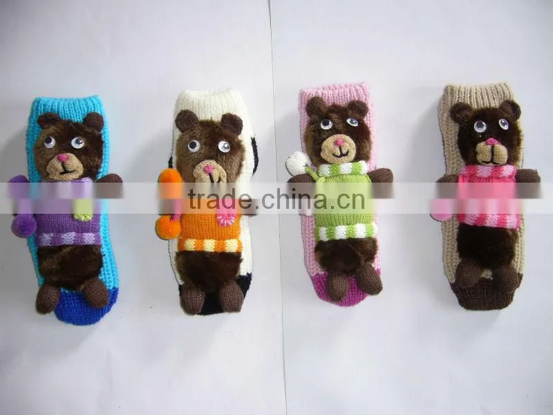 Cute bear animal knitted socks