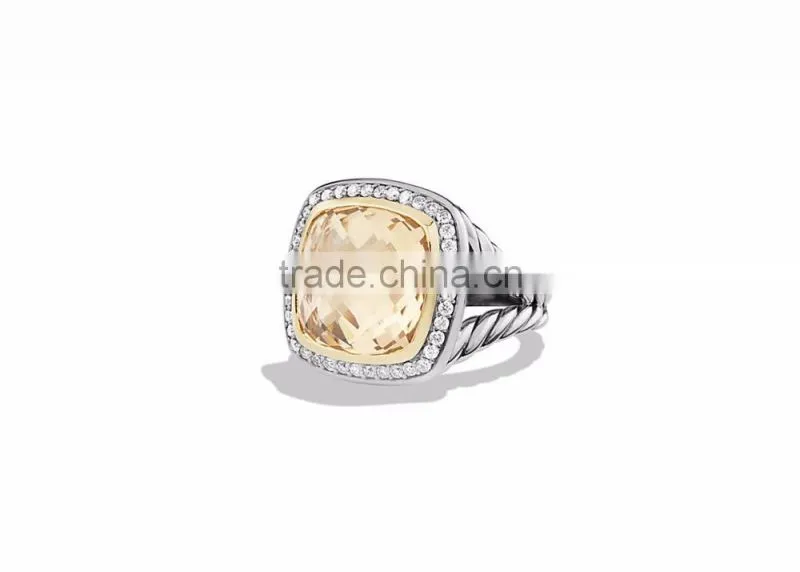 Two Tone CZ Studded With Big Gemstone Ring