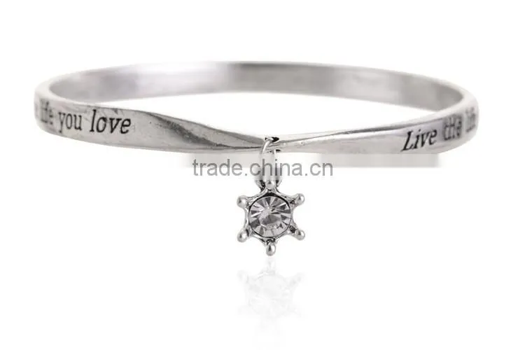 custom inspired words bangles bracelets jewelry saying phrase engraved metal bangles bracelets best family friendship gifts