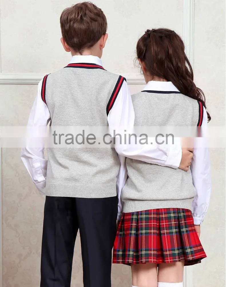 Normal design high quality grey sleeveless vest bulk school uniforms