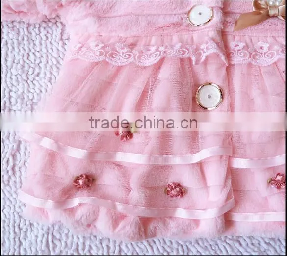 Children's Girls Elegant Baby Faux Fur Fleece Lined kid Coat 18908