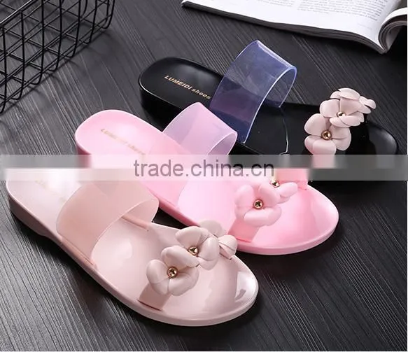 2016 Korea style women shoes flowers pattern design beach shoes girls summer slippers
