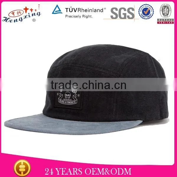 100%Cotton custom bill navy blue 5 panel plain cap