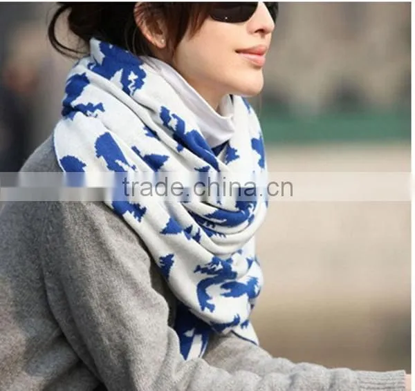 2 color choice Autumn and winter warm animal pattern lady knit korean scarf hijab scarf