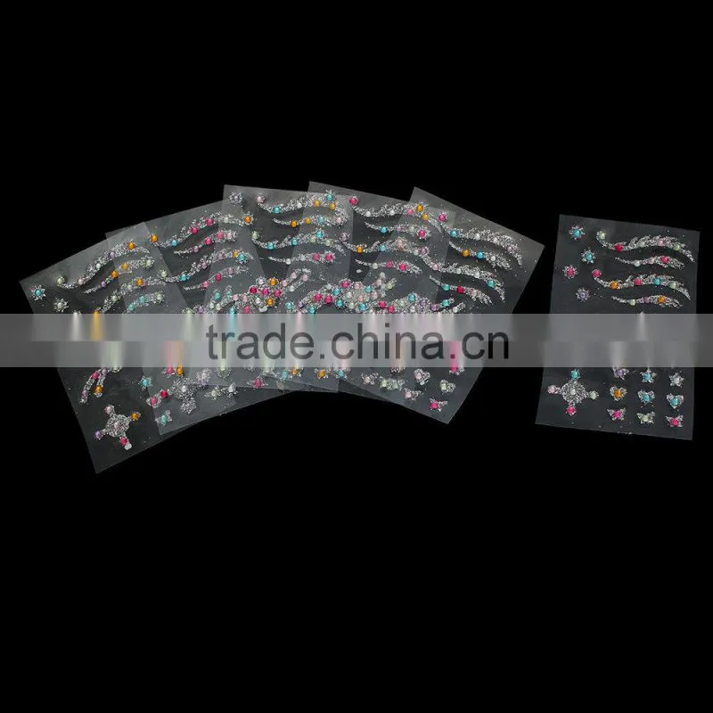 New Arrival Glitter Acrylic Rhinestones Temporary Tattoos Stickers